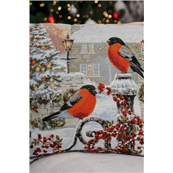 Наволочка 45х45 Снегирь с фонарем
