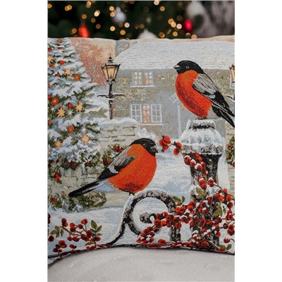 Наволочка 45х45 Снегирь с фонарем