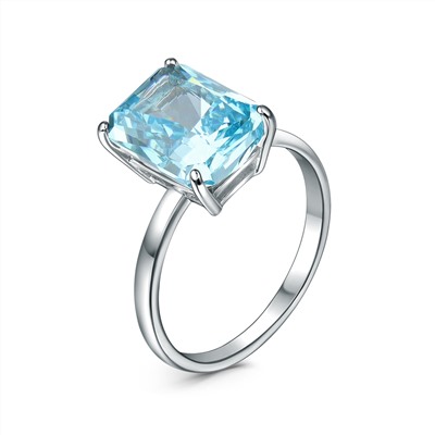 Кольцо из серебра с фианитом колотый лёд светло-голубого цвета родированное 1-035р273