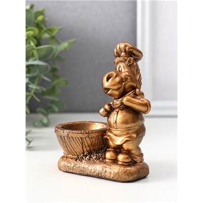 Фигурка-подставка для мелочей «Конь шеф повар», подсвечник, 12×9.5×5.5 см, бронза