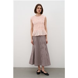 Юбка  SKRT2534_Brown Checkers/Коричневый, белый