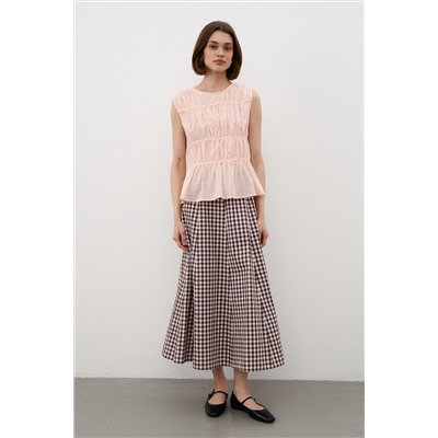 Юбка  SKRT2534_Brown Checkers/Коричневый, белый