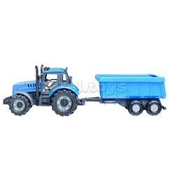 Трактор "Прогресс" с прицепом инерционный (синий) (в коробке)