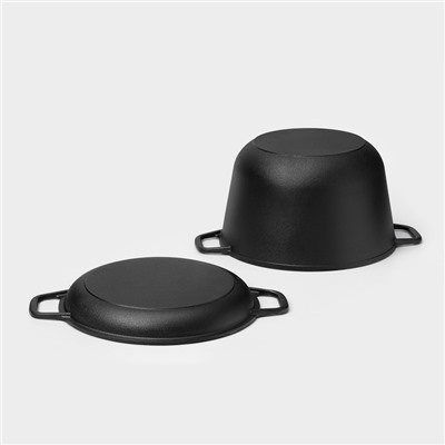 Кастрюля Wild Kitchen, 6 л, d=27 см, с крышкой-сковородой, лопатка и губка в комплекте, чугун