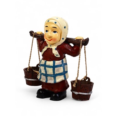 Садовая фигура из полистоуна «Бабушка с ведрами», 20×7×19 см, Greengo