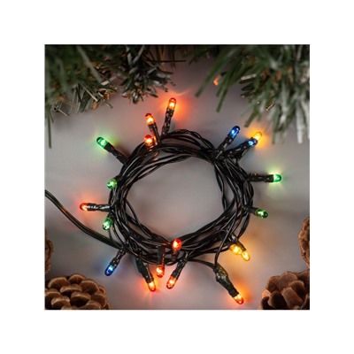 Гирлянда «Нить» 1.2 м, IP20, тёмная нить, 20 ламп, свечение мульти, 220 В