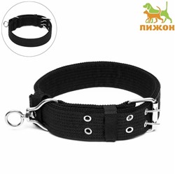 Ошейник четырехслойный, 65×4 см, ОШ 54-60 с, с вертлюгом, полиэстер, чёрный