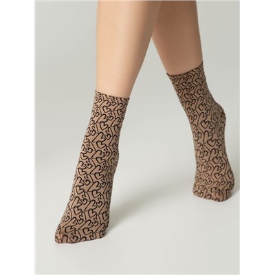 Полиамидные CONTE FANTASY Плотные носки с вывязанным рисунком «сердечки»