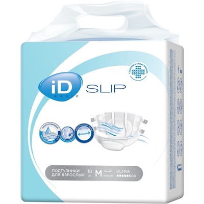 УЦЕНКА Подгузники для взрослых iD Slip Basic, размер M, 10 шт