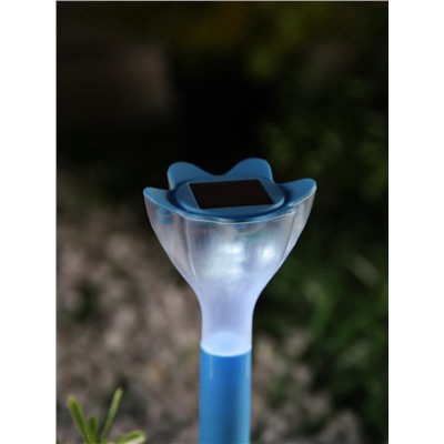 Садовый светильник «Цветок голубой», уличный, на солнечной батарее, 6×29×6 см, 1 LED, свечение белое