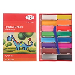 Пластилин «Гамма. Мультики», 16 цветов, 320 г, со стеком
