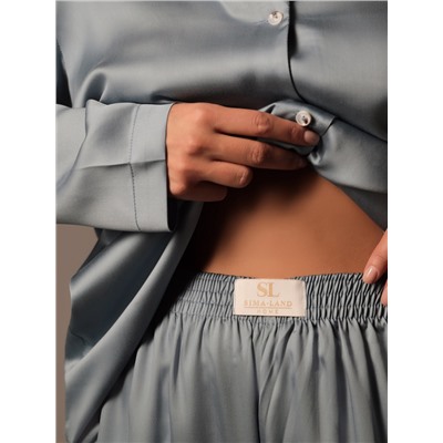 Пижама женская (рубашка, брюки) SL HOME Tensel Home, размер 40-42, голубая