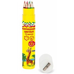 Карандаши 12цв ККМ12Т в тубе с точилкой Каляка-Маляка