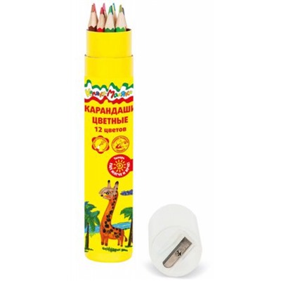 Карандаши 12цв ККМ12Т в тубе с точилкой Каляка-Маляка