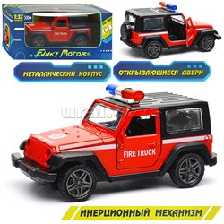 Красная инерционная служебная машинка Джип die-cast,1:32, открывающиеся двери