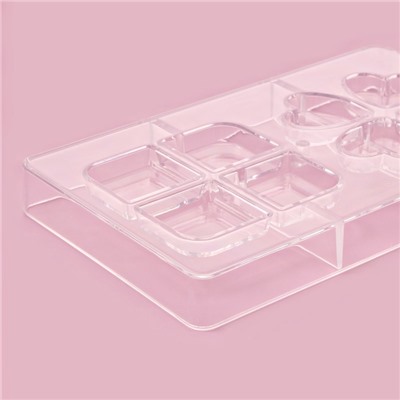 Форма для конфет и шоколада «Мерси», 8 ячеек, 20×12×2.5 см, прозрачная