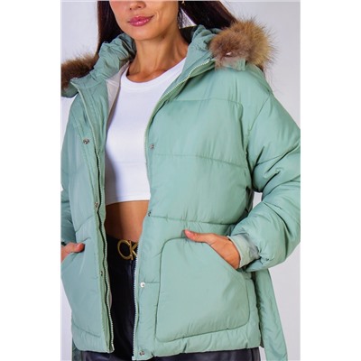 Куртка арт. 611 на поясе с капюшоном, натуральный мех, евро-зима, демисезон НАТАЛИ, 1067159