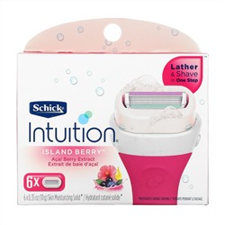 Schick, Intuition, Island Berry, Refills, 6 Blades