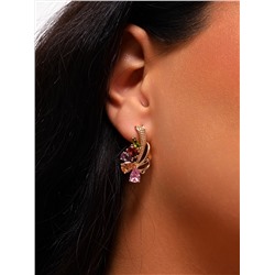 Серьги цветы ювелирная бижутерия коллекция "Дубай" покрытие: позолота, вставка: фианиты, цвет: разноцветные камни, арт.314.392