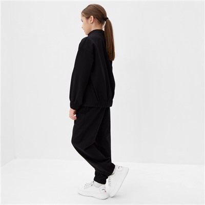 Ветровка (бомбер) для девочки MINAKU: Casual Collection KIDS, чёрная, рост 146 см