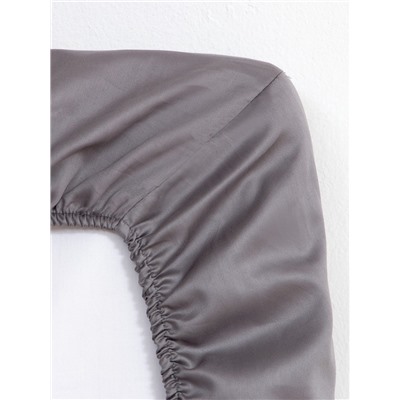 Простыня на резинке 2-спальная «Этель» Grey sky, 180×200+25 см, мако-сатин