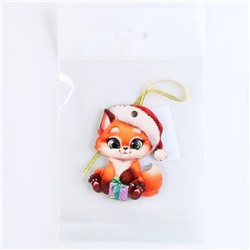 Ёлочная игрушка - подвеска деревянная «Новый год! Лисёнок»