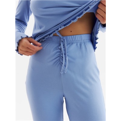 Пижама женская (лонгслив, брюки) MINAKU: Home collection, размер 50, голубая