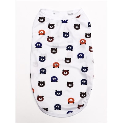 Футболка для животных «Мишка», M (ДС 30, ОГ 42 см), белая