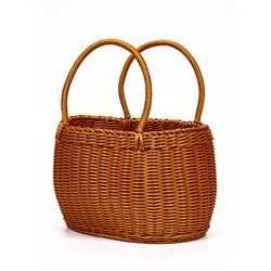 Корзина плетёная для хранения, 32×25×21 см, ручка h=17 см, пластиковая, коричневая