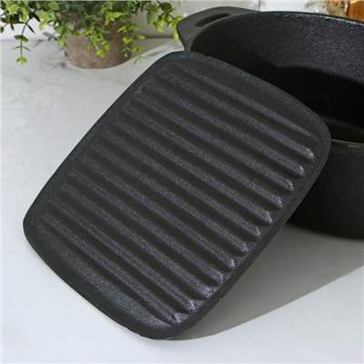 Крышка-пресс для гриля Доляна «Квадрат», чугун, 23×23 см, чёрная