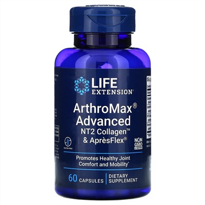 Life Extension, ArthroMax Advanced, усовершенствованный состав, NT2 Collagen и ApresFlex, 60 капсул