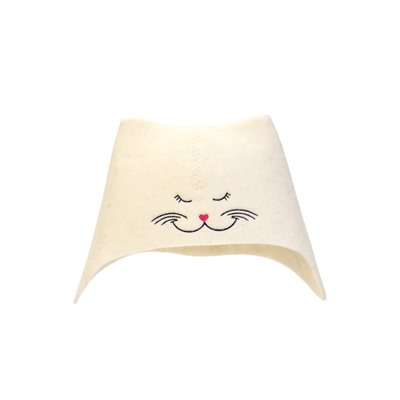 Шапка для бани и сауны, «Кошечка», полиэфир 70%, шерсть 30%, белая