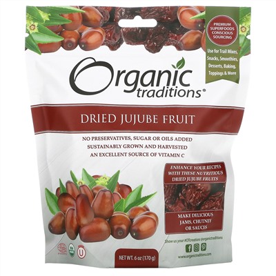 Organic Traditions, Dried Jujube Fruit, 6 oz (170 g)