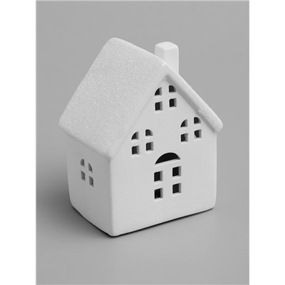 Светодиодная фигура «Дом с окнами» 8.1×5.7×10.1 см, 1 LED, керамика, от батареек LR44×2, свечение тёплое белое