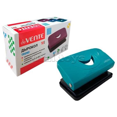 Дырокол "Trend" (10 листов) пластиковый, в картонной коробке, изумрудно-бирюзовый