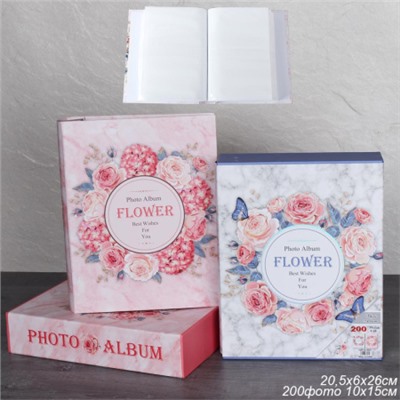 Фотоальбом 200 фото 10х15 Цветы / 9341 /уп 36/