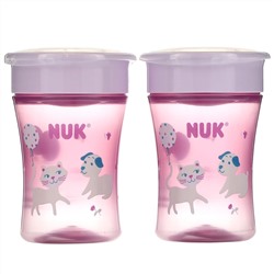 NUK, Evolution 360 Cup, 8+ Months, Pink, 2 Pack, 8 oz (240 ml) Each