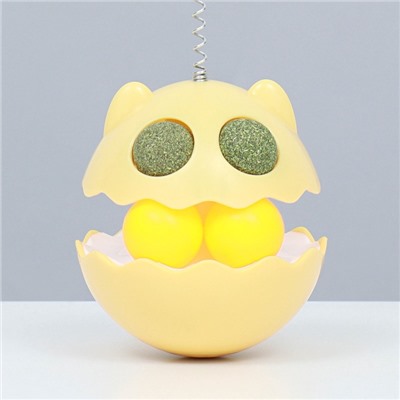 Игрушка-неваляшка с кошачьей мятой и пером, 9.5 см, жёлтая