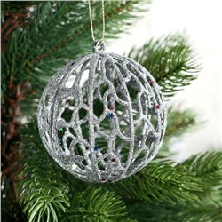 Ёлочные игрушки «Сфера блеска», шары новогодние, d=8 см, набор 2 шт., серебро, золото