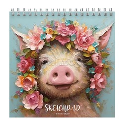 Скетчпад. 40л "Хрюша" плотность бумаги 120 м/г
