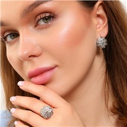 Комплект ювелирная бижутерия коллекция "Дубай" в виде цветов серьги и кольцо 18 р, покрытие: позолота и вставка из посеребрения, арт.213.814-18