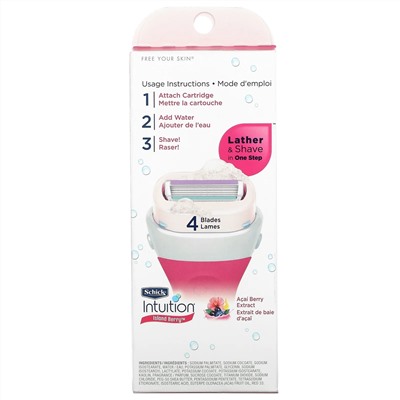Schick, Intuition Razor, Island Berry, 4 Blades