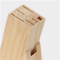 Набор ножей кухонных на подставке Доляна «Кронос», 7 предметов: 5 ножей, мусат и ножницы, чёрный