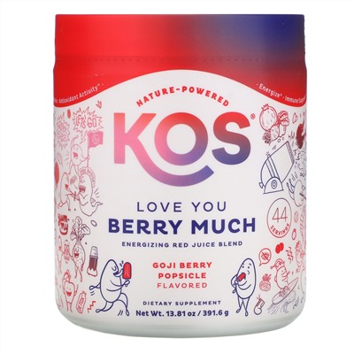 KOS, Love You Berry Much, энергетическая смесь красных соков, фруктовый лед из ягод годжи, 391,6 г (13,81 унции)