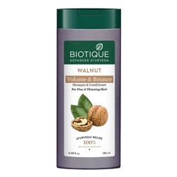 Biotique Walnut Volume & Bounce Shampoo & Conditioner / Биотик Шампунь И Кондиционер С Ореховым Маслом Для Придания Объема И Упругости 180 мл