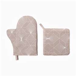 Набор кухонный «Доляна» Geometry: варежка-прихватка 20×28 см, прихватка 19×19 см,100% хлопок