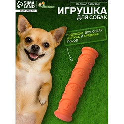 Игрушка жевательная с утопленной пищалкой «Палка с лапками», TPR, 17.9×4.2 см, оранжевая