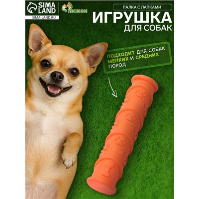Игрушка жевательная с утопленной пищалкой «Палка с лапками», TPR, 17.9×4.2 см, оранжевая