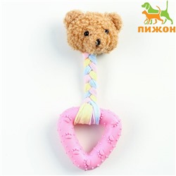 Игрушка мягкая для собак «Медведь» с TPR треугольник, 15 см