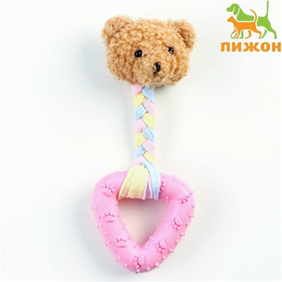 Игрушка мягкая для собак «Медведь» с TPR треугольник, 15 см